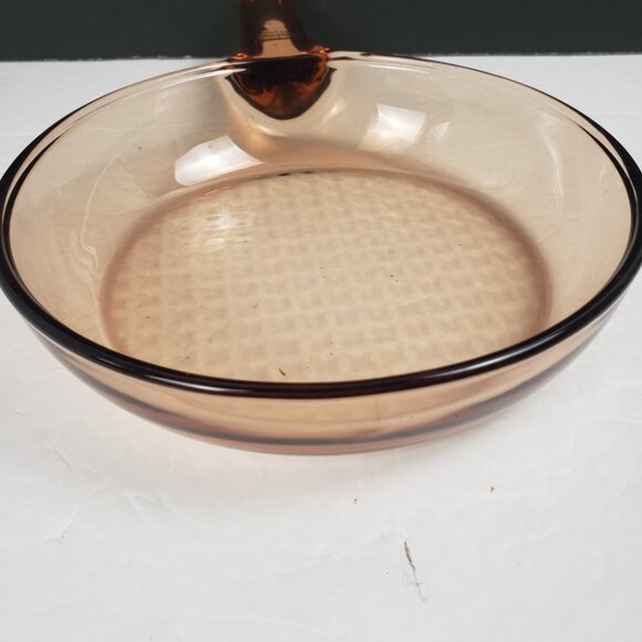 Visions Corning 7" Amber Glass Frying Pan Oven Stove Pyrex Vintage Cook Bake - Picture 6 of 13